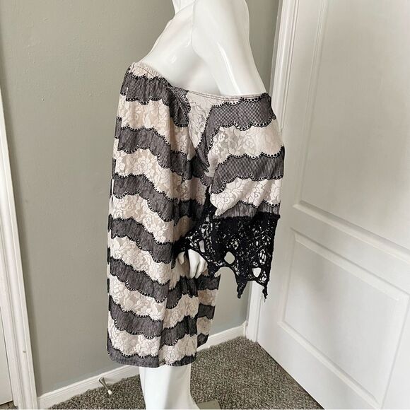 VaVa By Joy Han Rochelle Black/Gray/Tan Off The Shoulder Dress Women’s Sz L - Picture 5 of 14